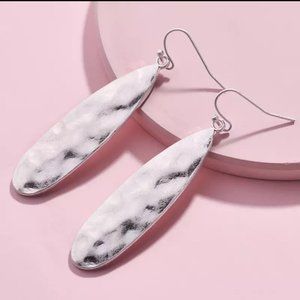Minimalist Hammered Silver Drop Earrings